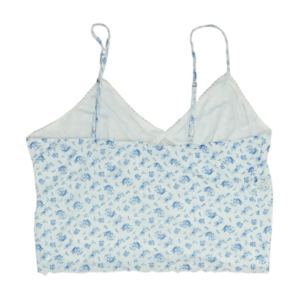 White Floral Cropped Blouse - Image 2