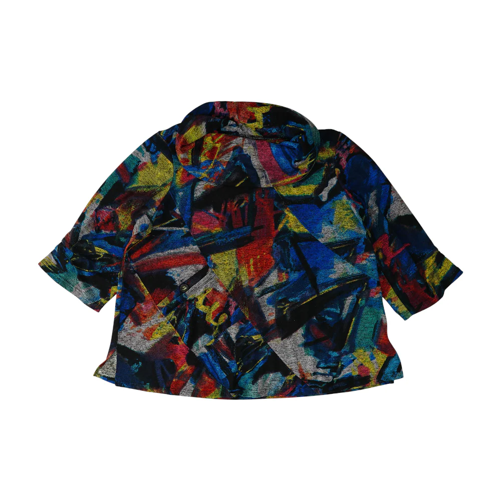 Multi Abstract Cowl Neck Blouse