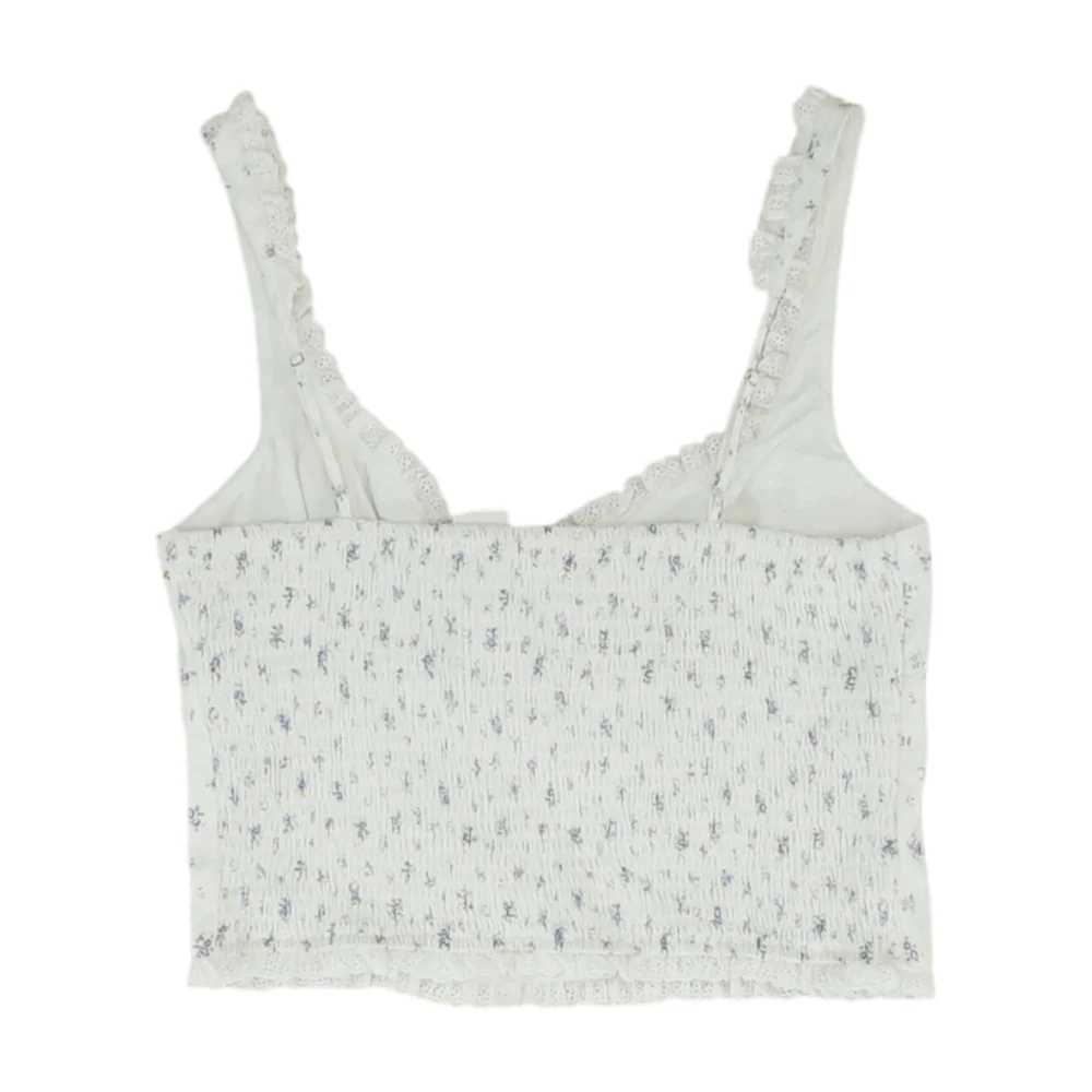 White Floral Cropped Blouse - Image 2