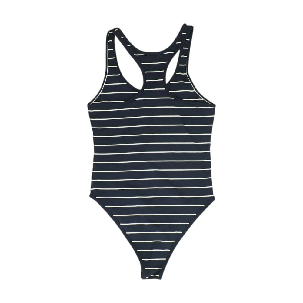 Navy Striped Bodysuit Blouse - Image 2