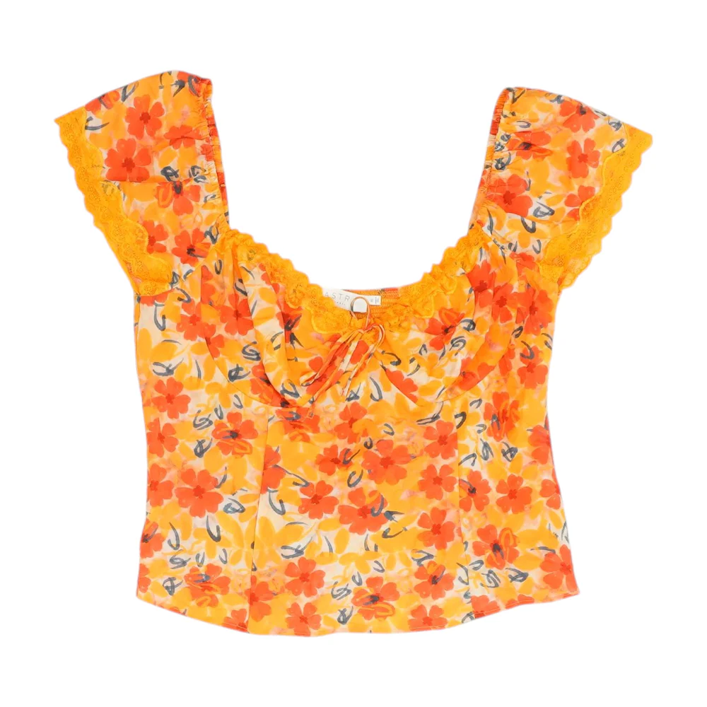 Orange Floral Blouse