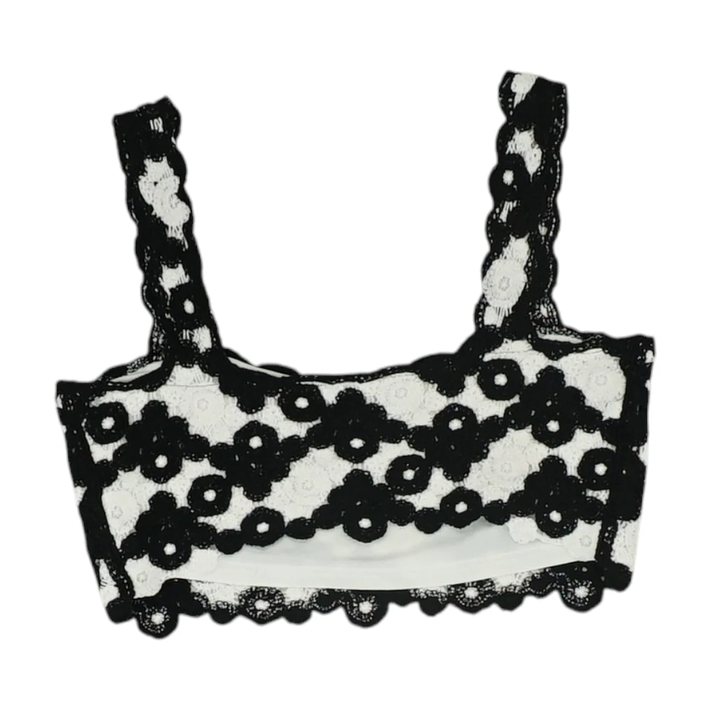 White Print Cropped Blouse - Image 2