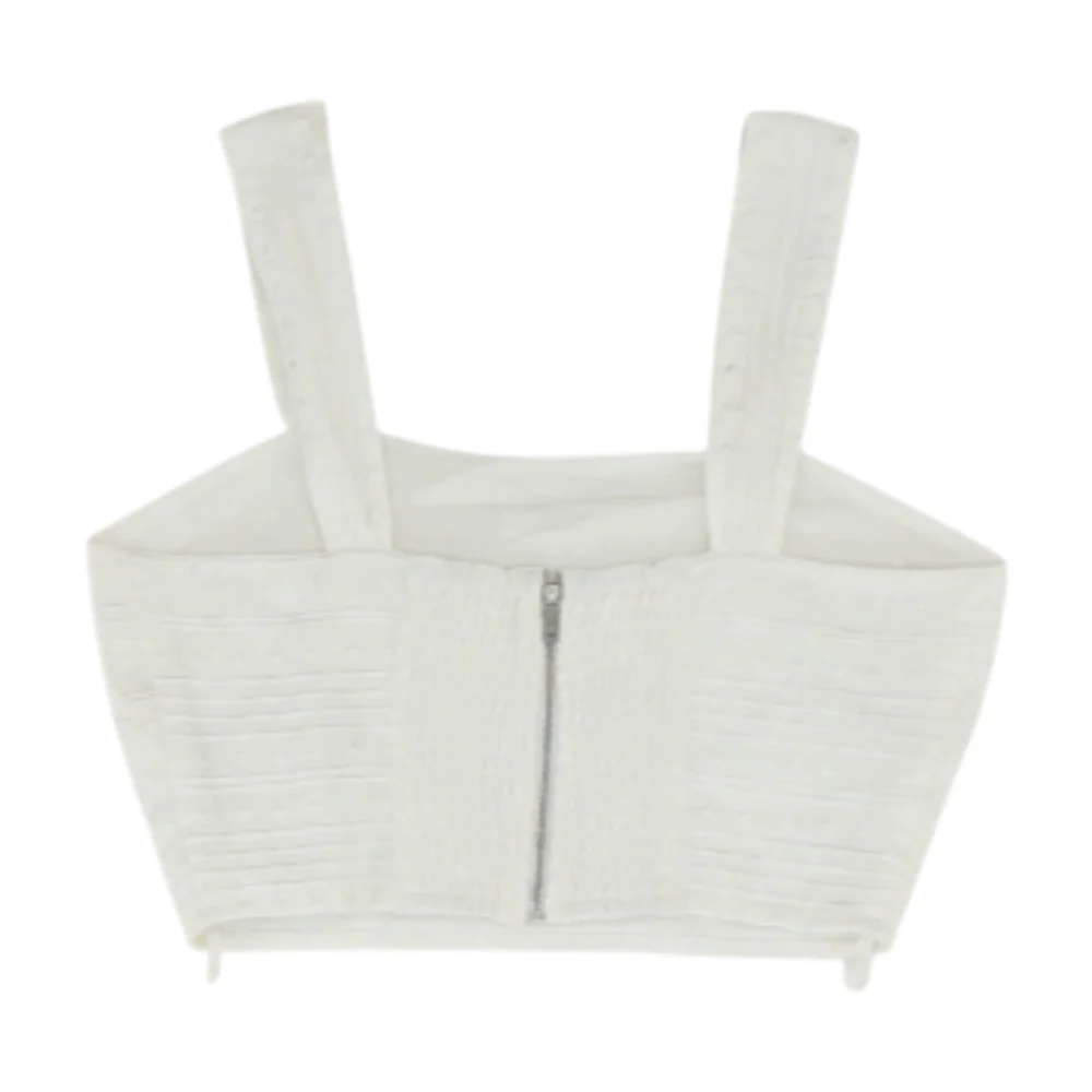 White Striped Cropped Blouse - Image 2