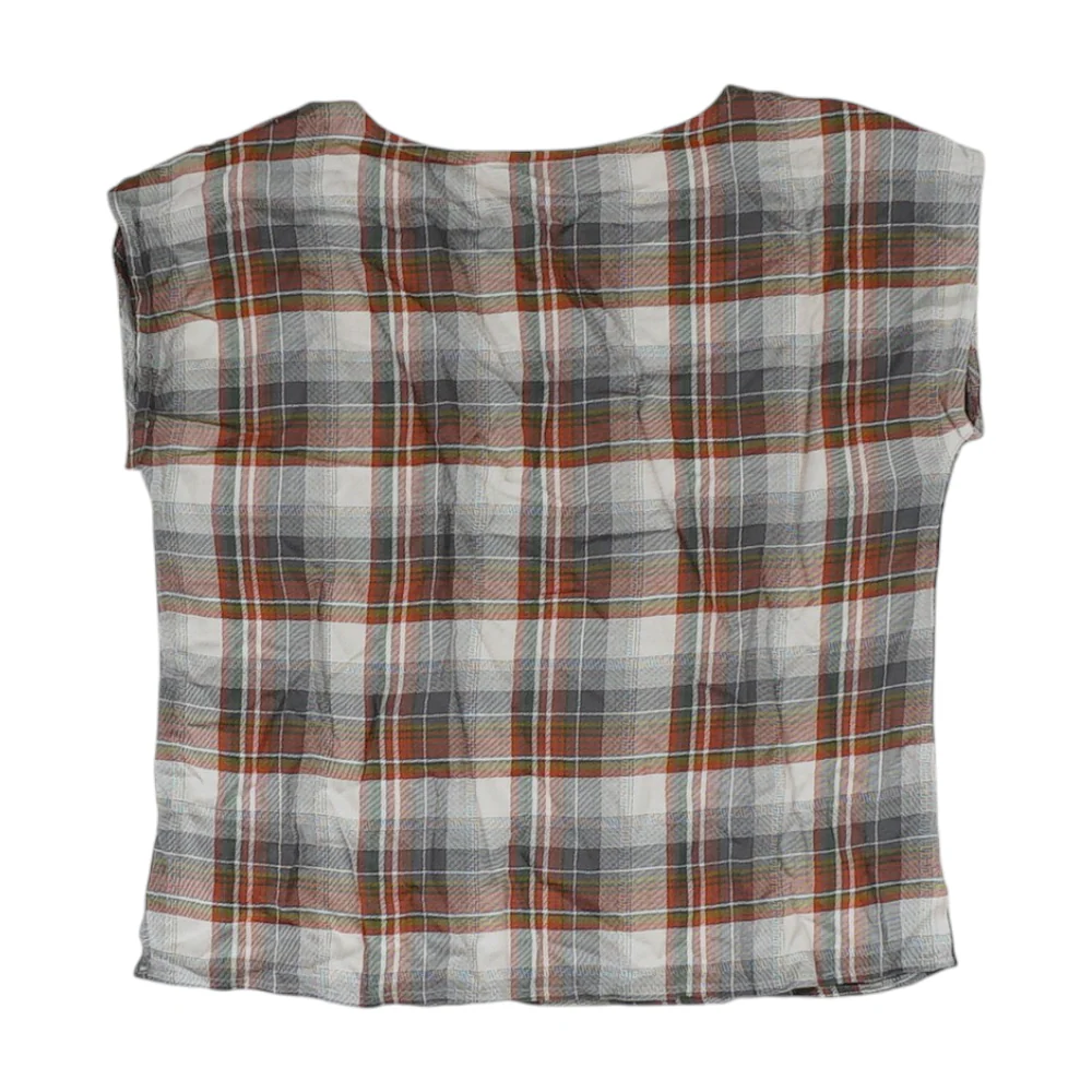 Beige Petite Plaid Blouse - Image 2