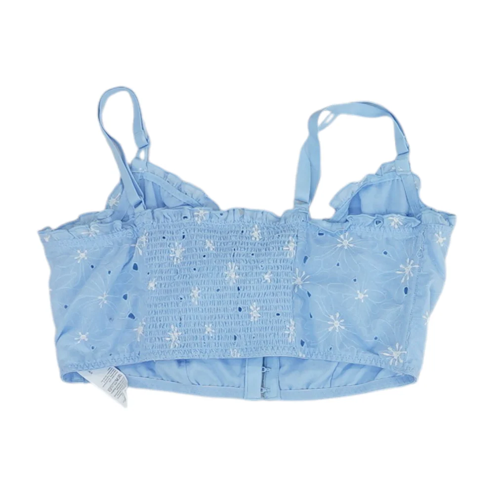 Blue Floral Cropped Blouse - Image 2