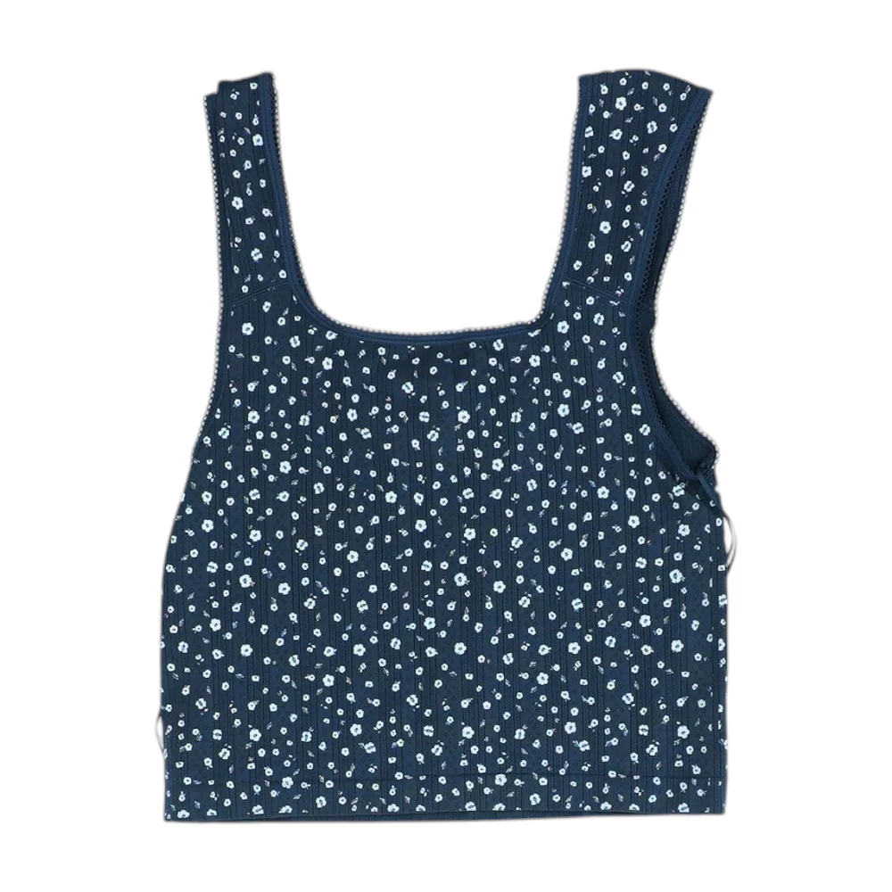 Blue Floral Cropped Blouse - Image 2
