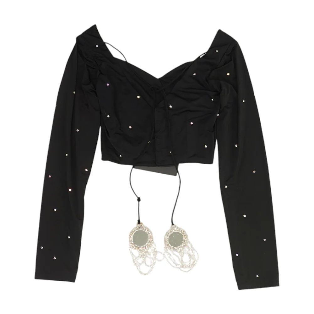 Black Cropped Blouse - Image 2