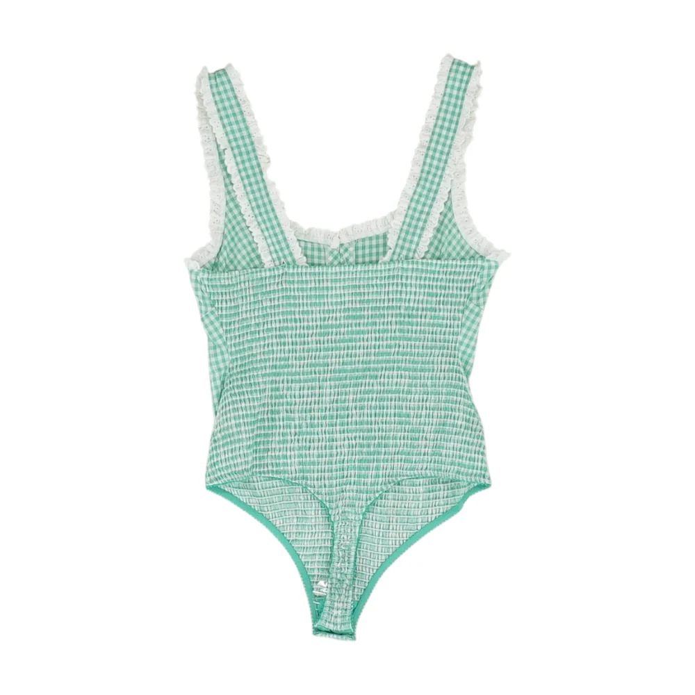 Green Check Bodysuit Blouse - Image 2