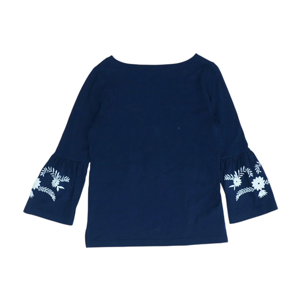 Navy Floral Blouse - Image 2
