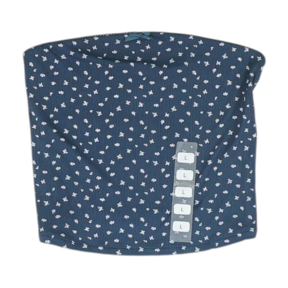 Navy Floral Cropped Blouse