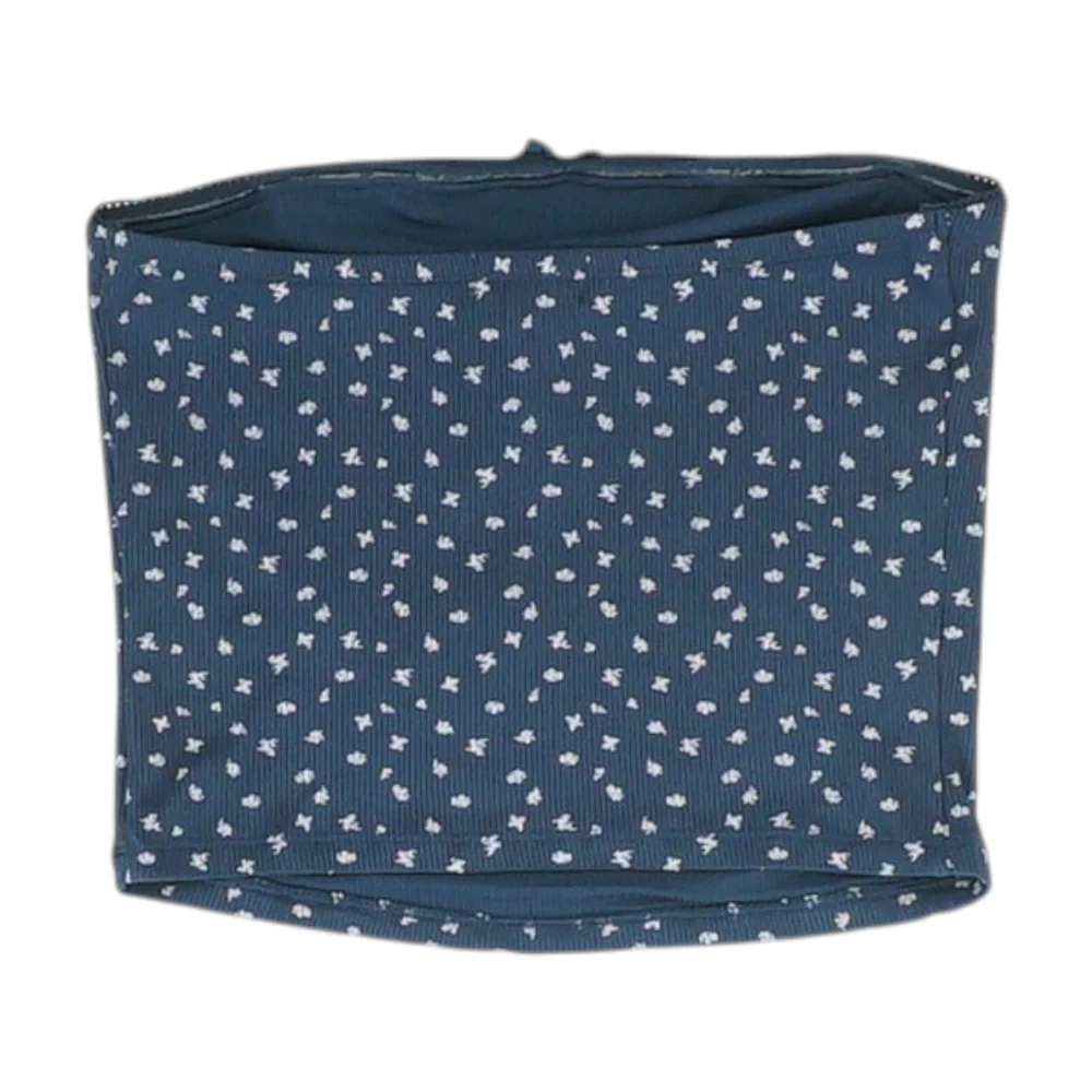 Navy Print Cropped Blouse - Image 2