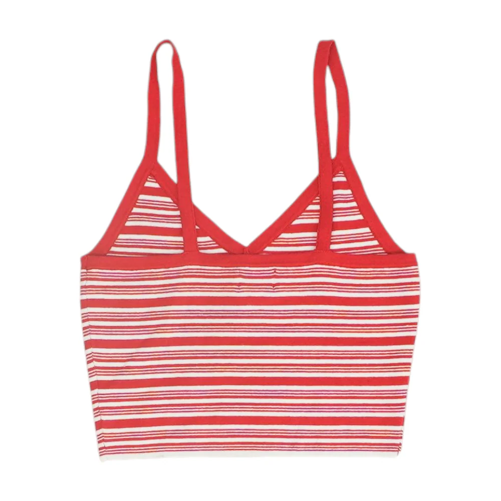 Red Striped Cropped Blouse - Image 2