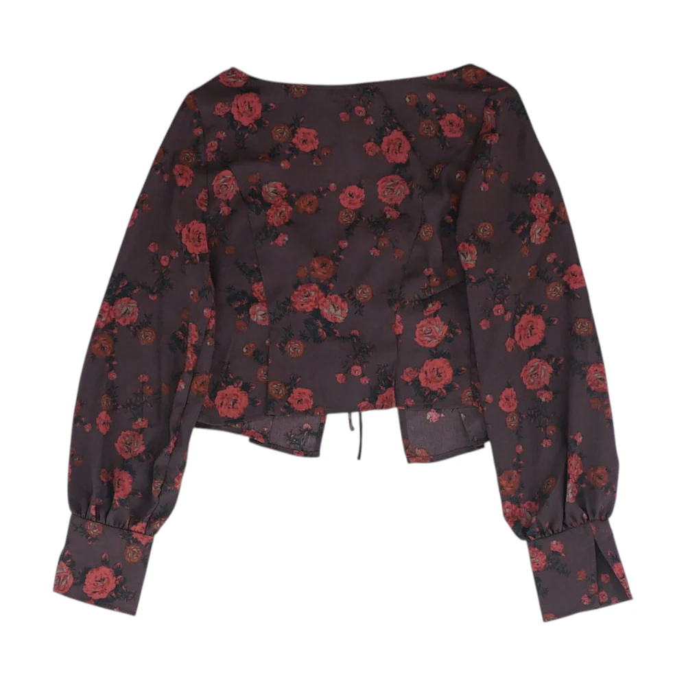 Burgundy Floral Blouse - Image 2