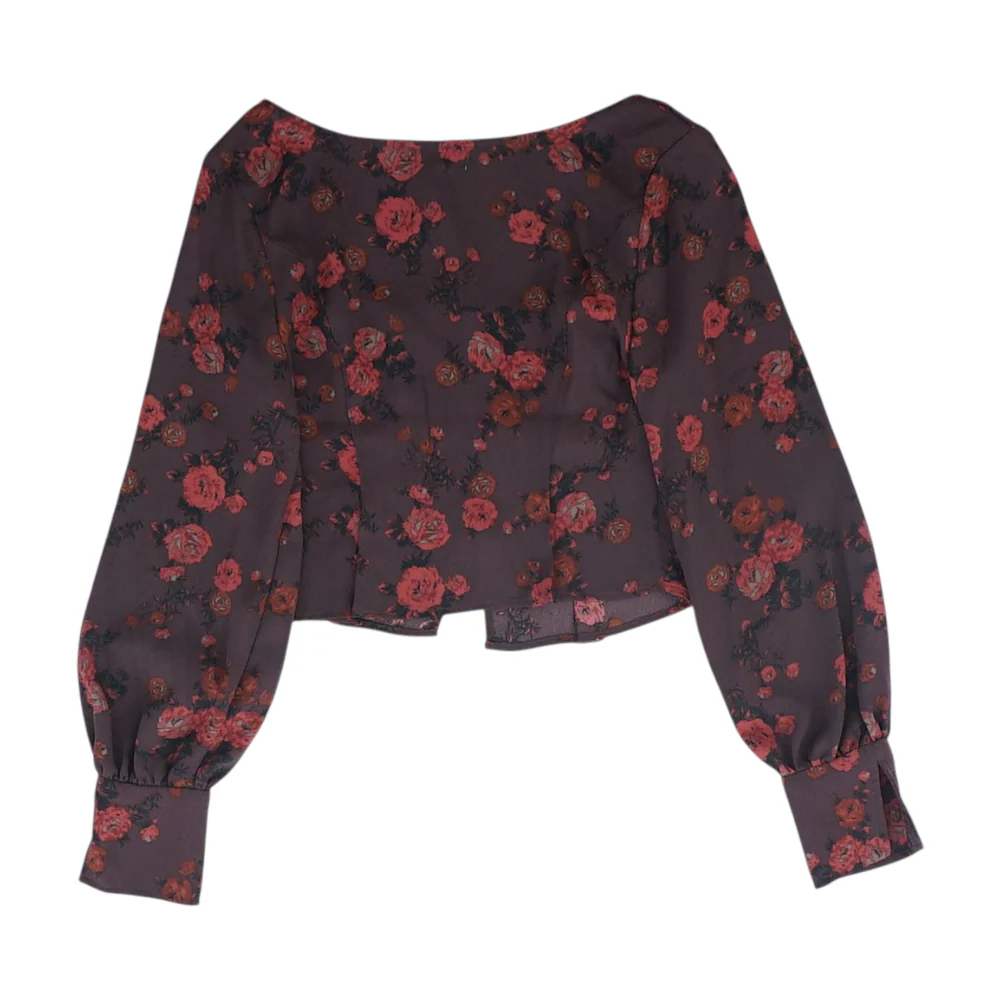 Burgundy Floral Blouse - Image 2