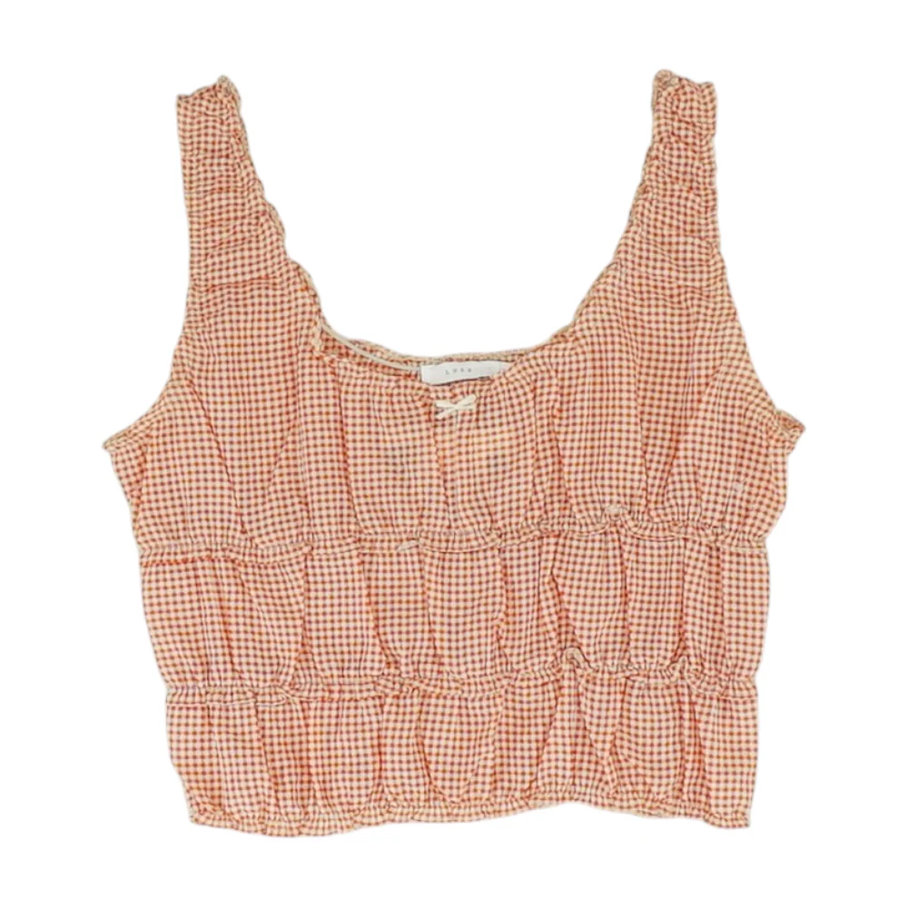 Red Check Cropped Blouse