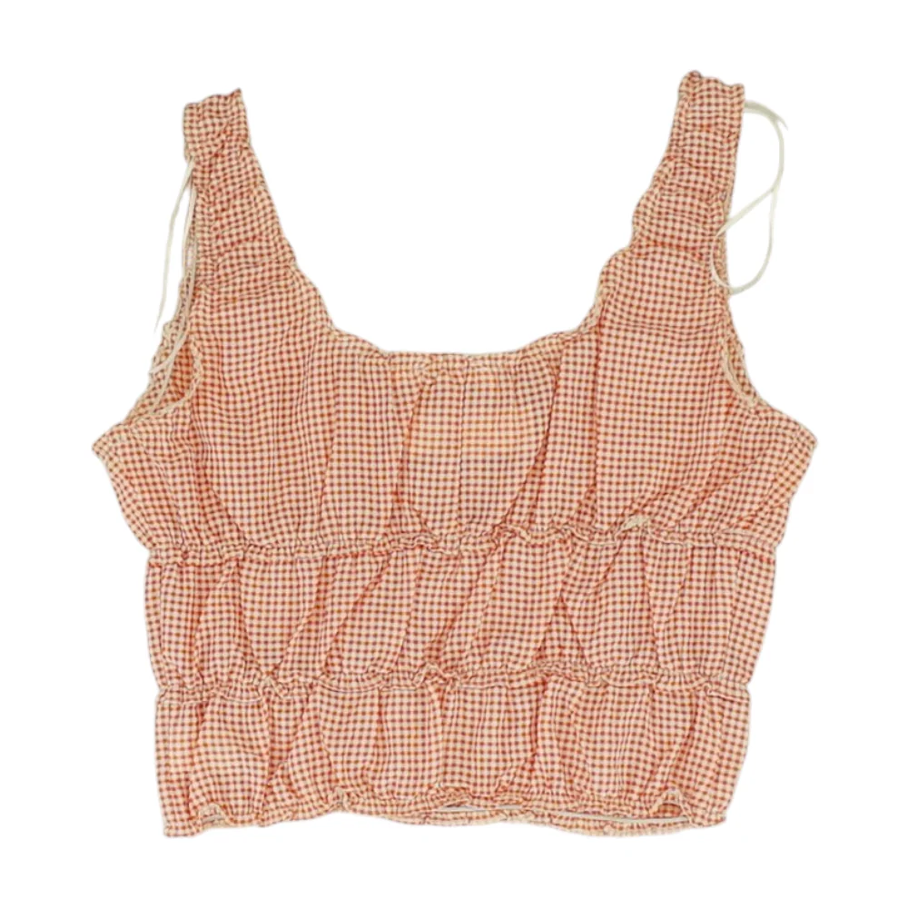 Red Check Cropped Blouse - Image 2