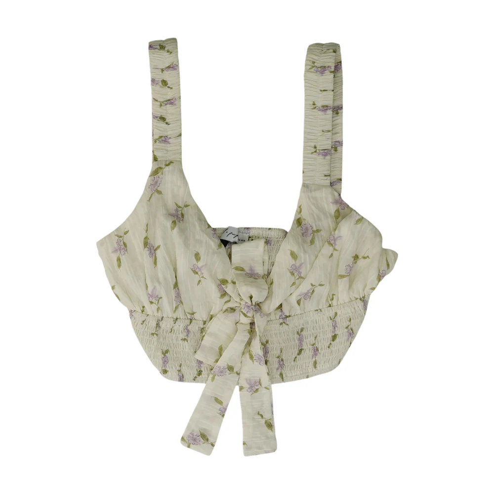 Cream Floral Cropped Blouse