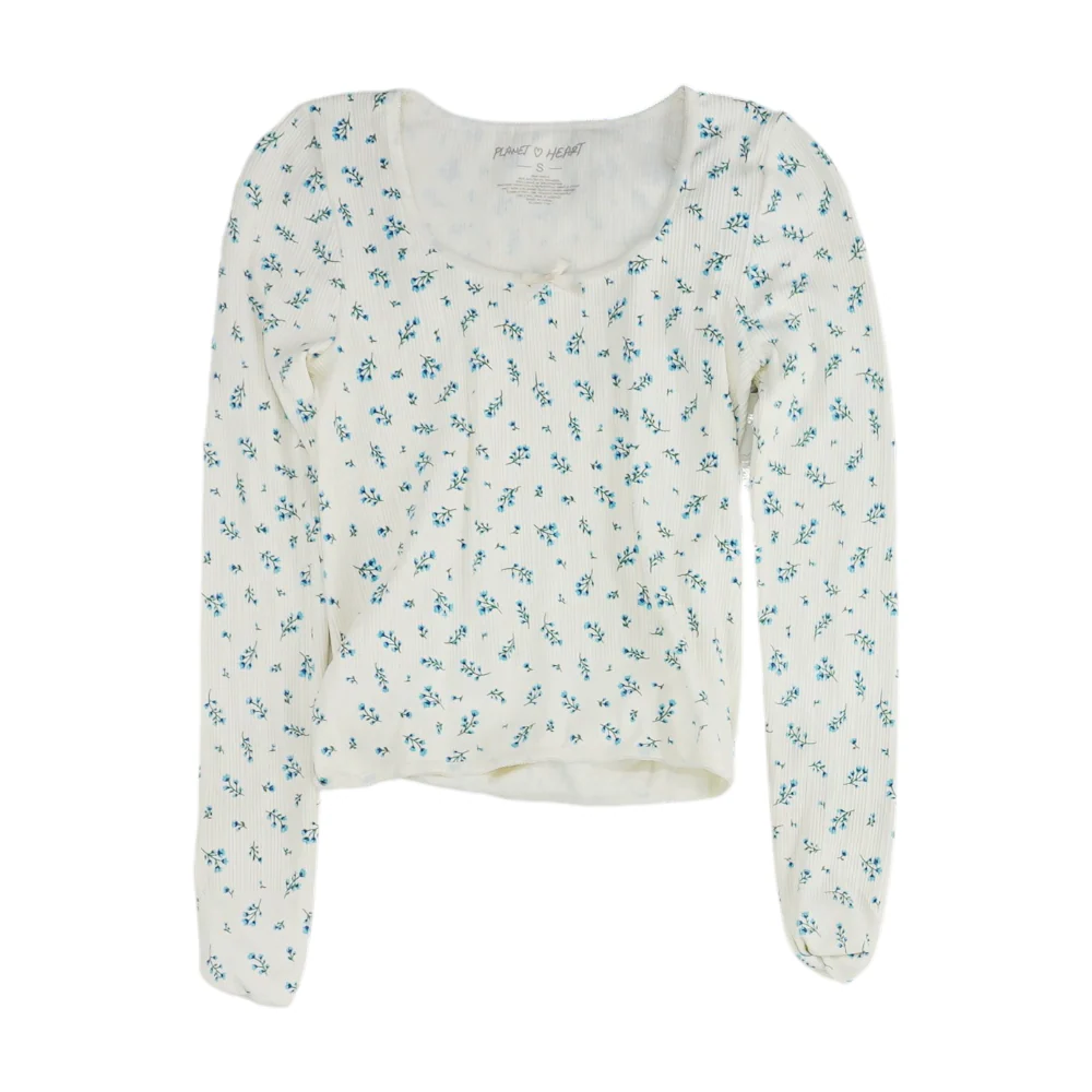 White Floral Cropped Blouse