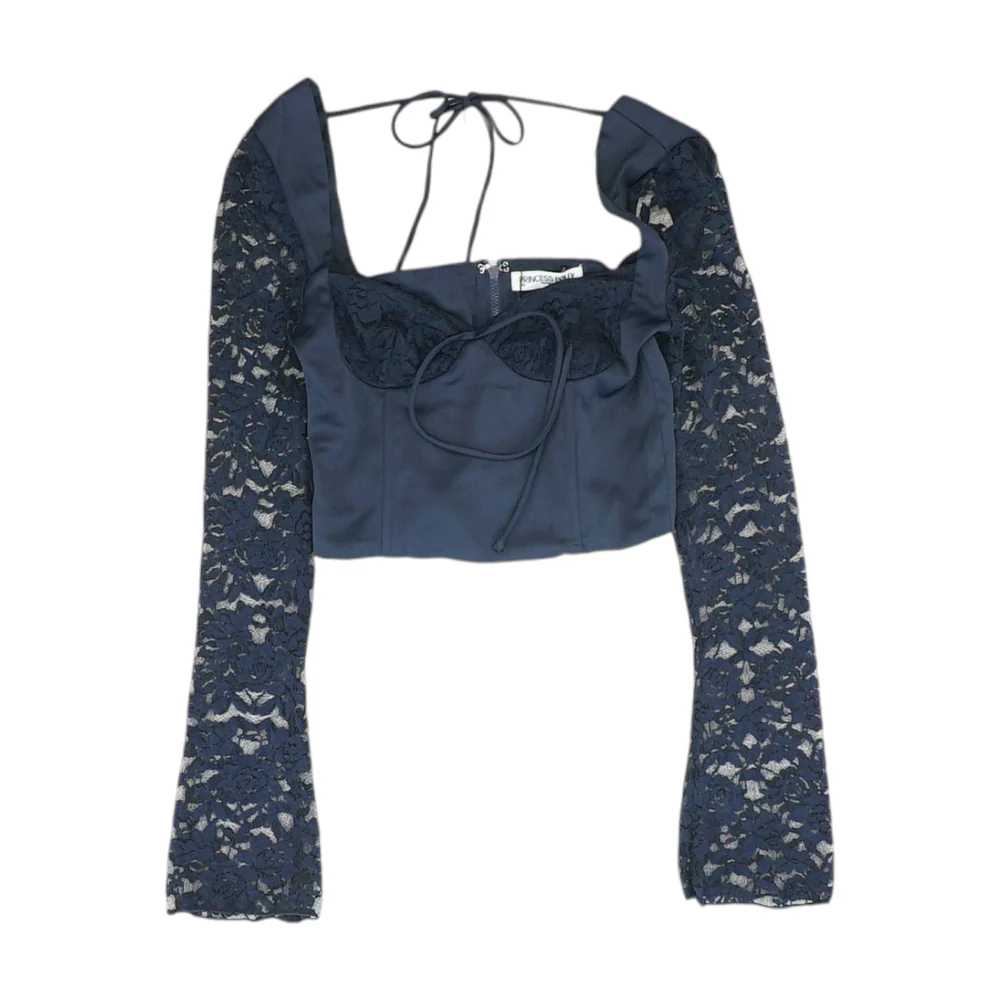 Navy Cropped Blouse