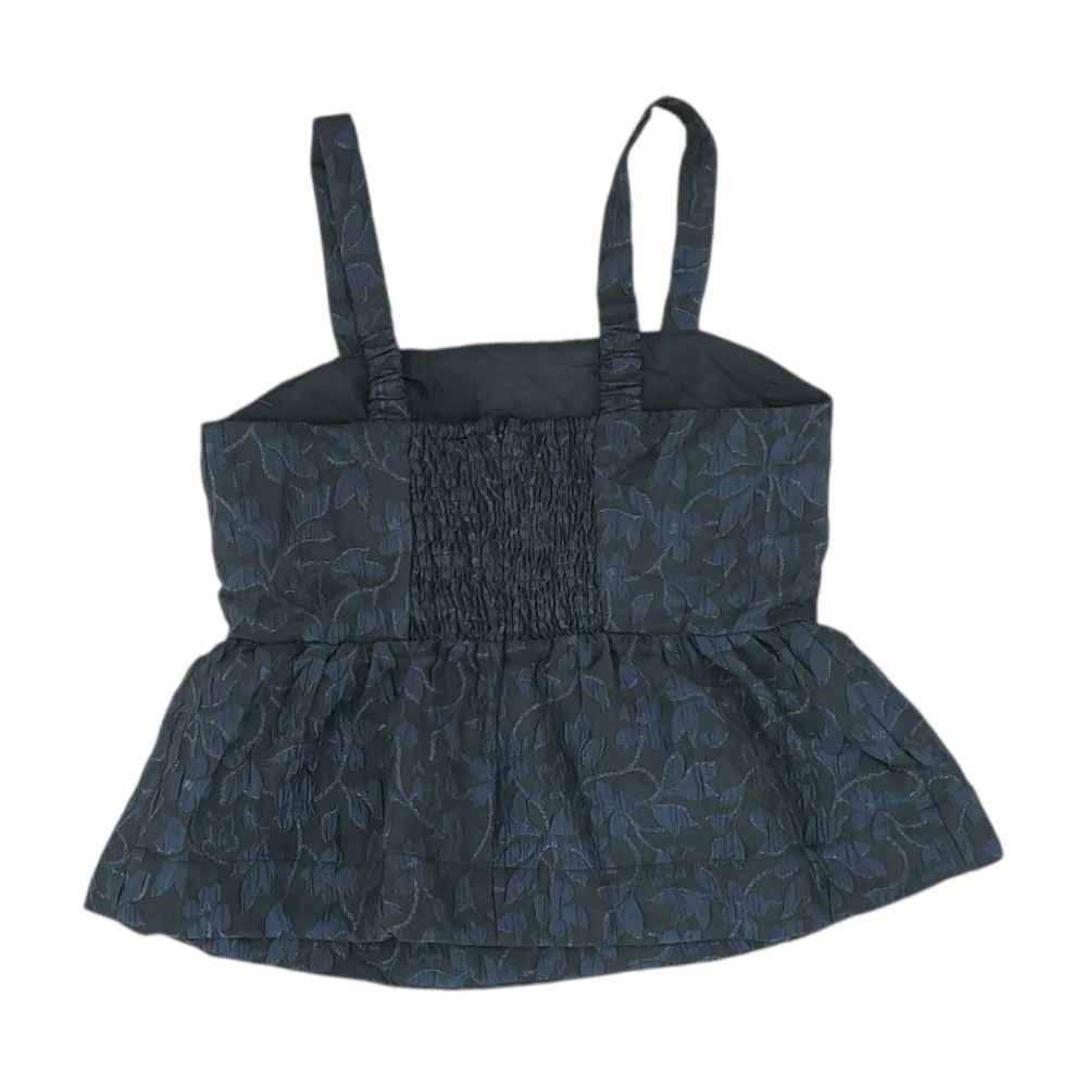 Navy Floral Cropped Blouse - Image 2
