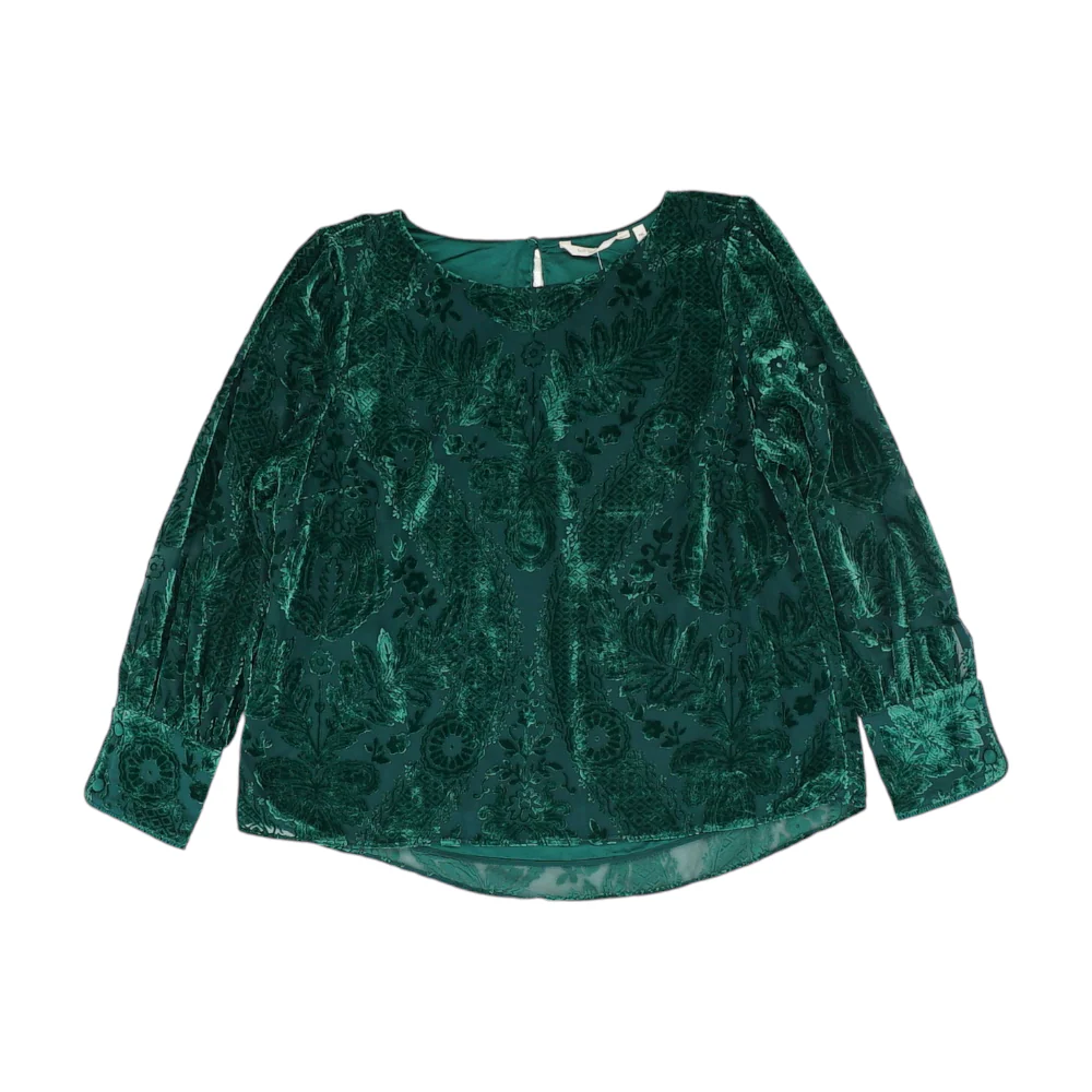 Green Petite Print Blouse
