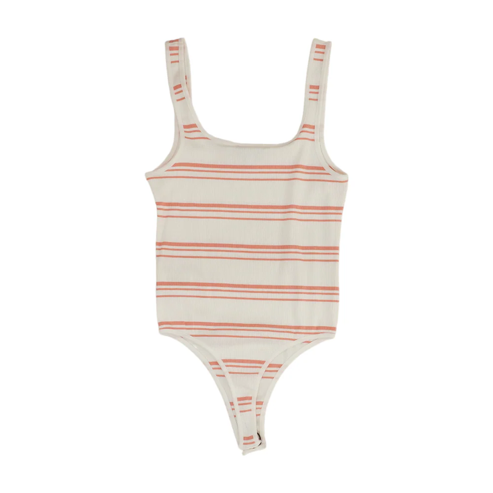 White Striped Bodysuit Blouse - Image 2