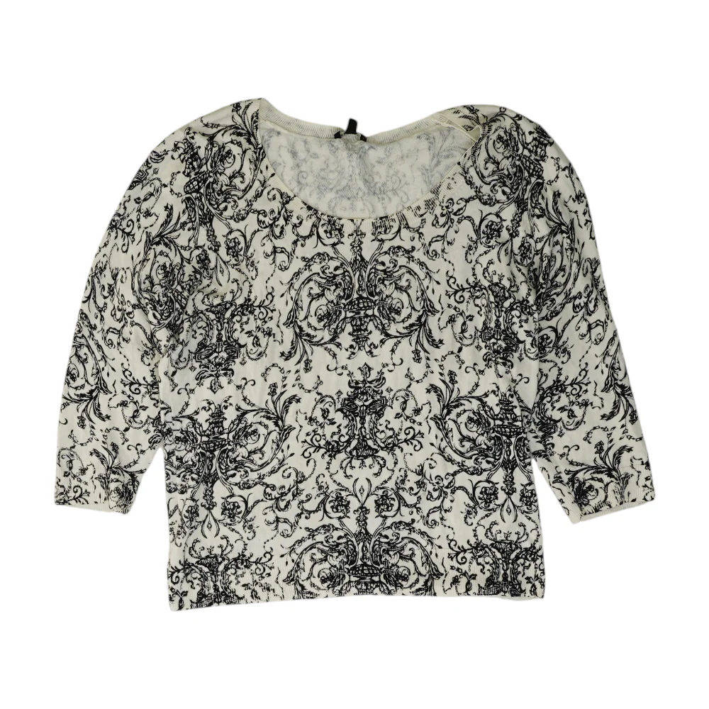 Cream Petite Print Pullover Sweater