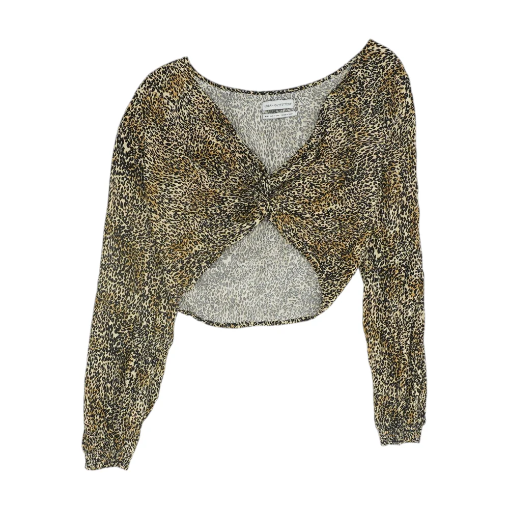 Beige Animal Print Cropped Blouse
