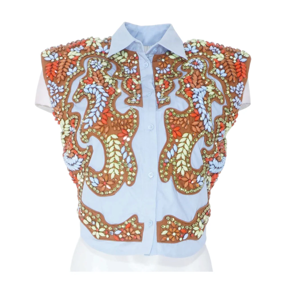 Blue Icons Collection Embroidered Shirt