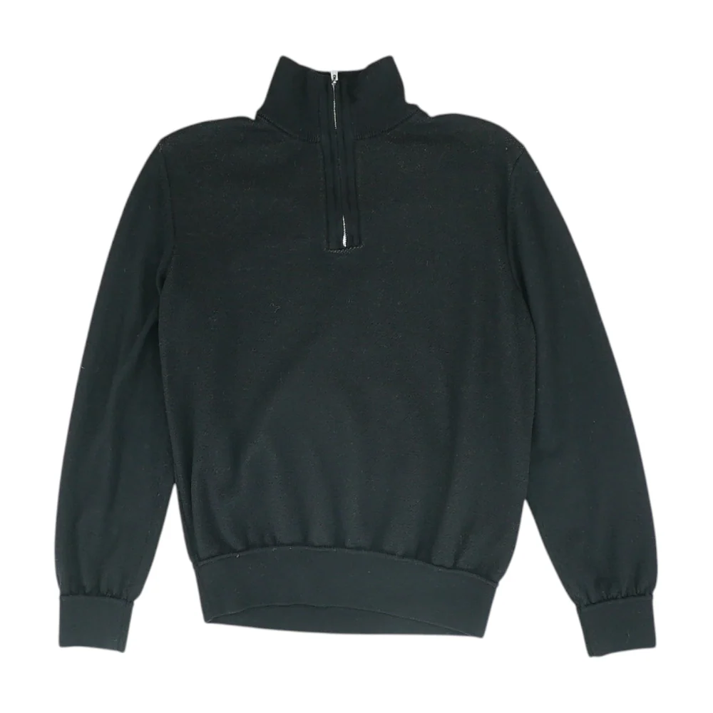Black Solid 1/4 Zip Sweater