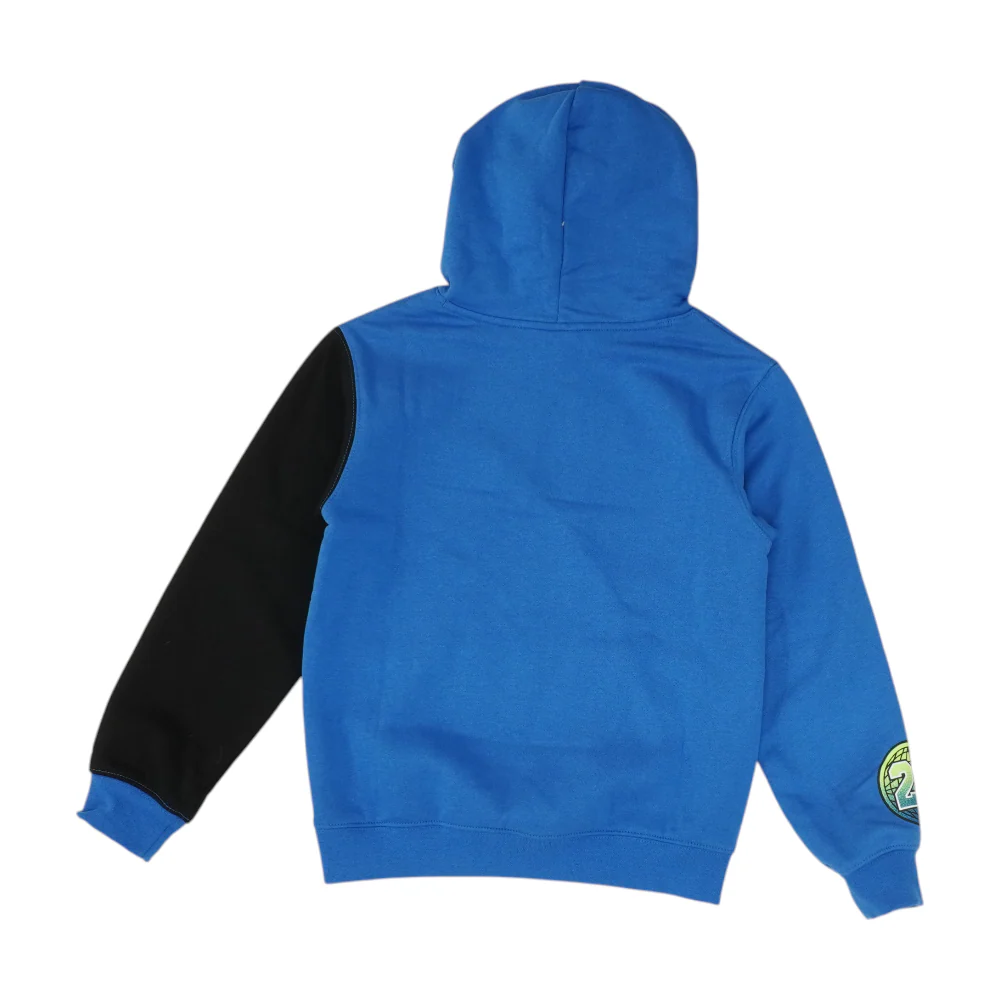 Blue Color Block Hoodie Pullover - Image 2