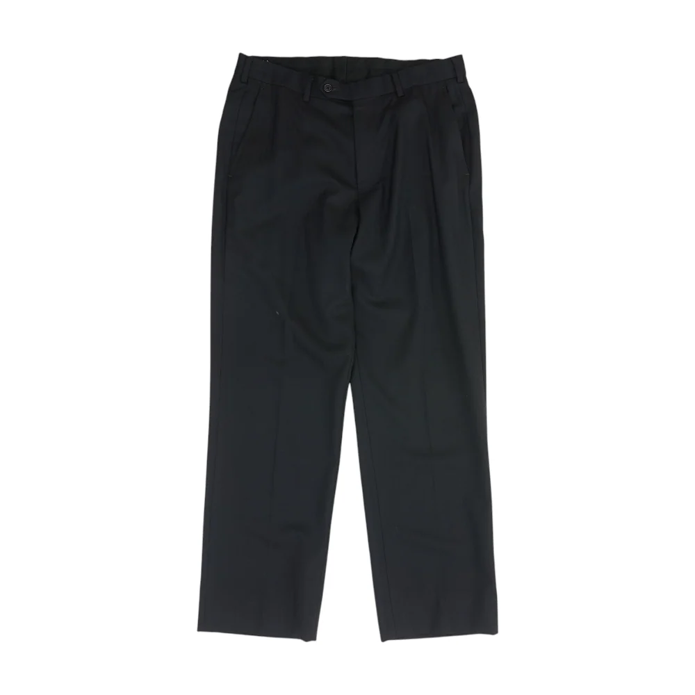 Navy Herringbone Regular Pants