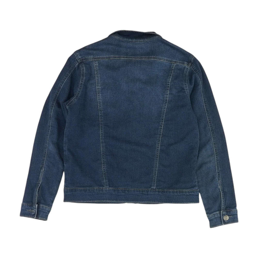 Blue Solid Denim Jacket - Image 2