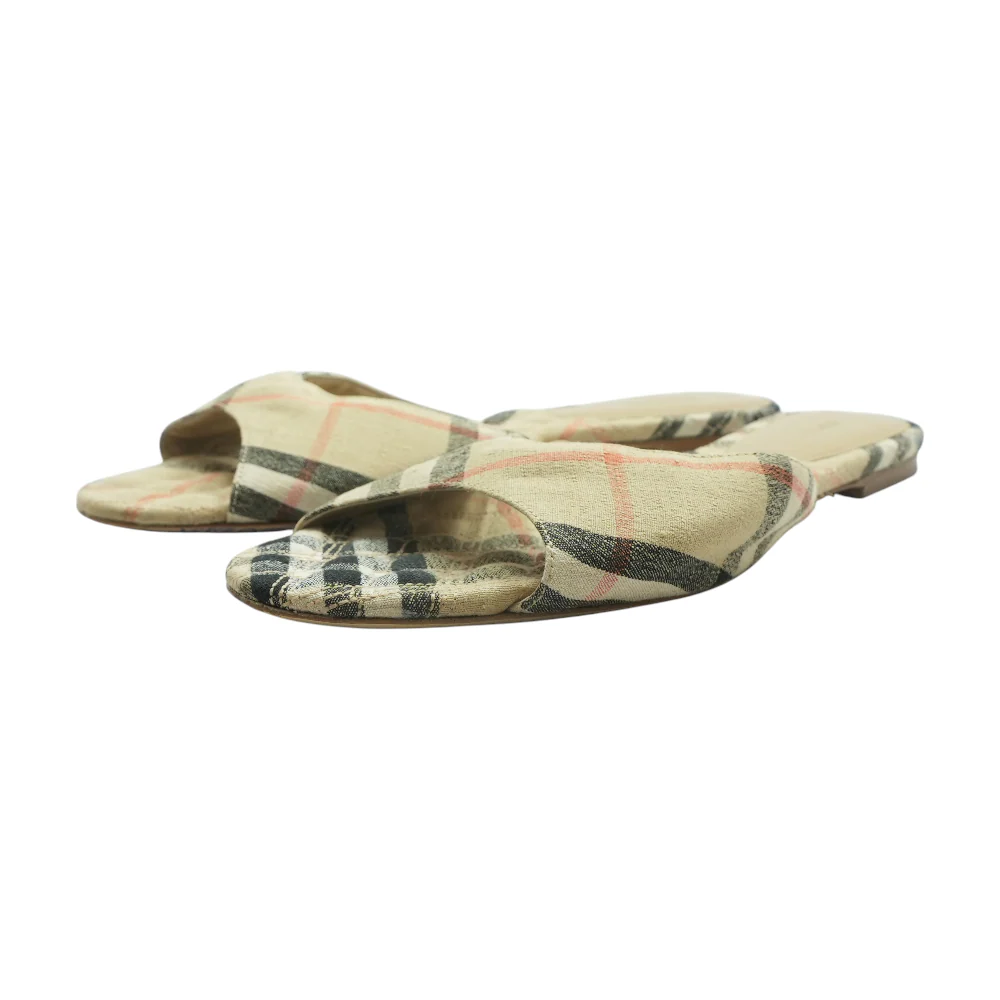 Beige Mews Check Slide Sandals