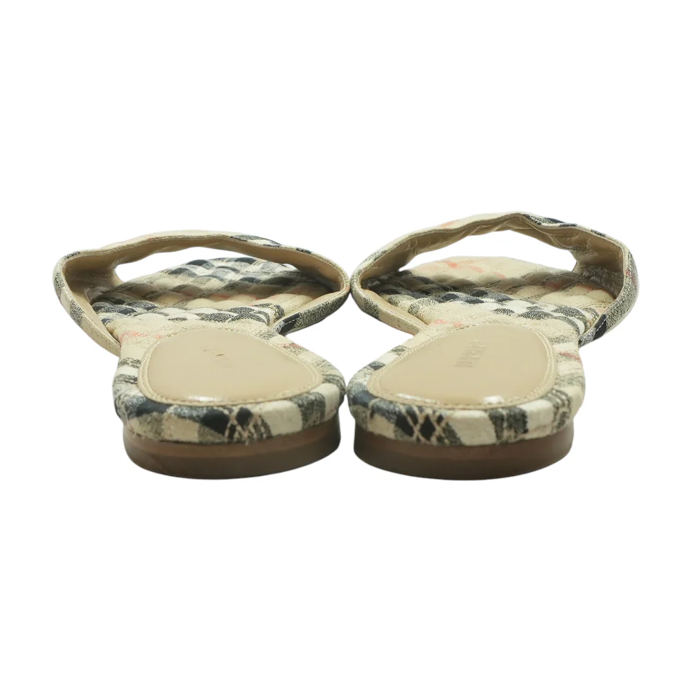 Beige Mews Check Slide Sandals - Image 2
