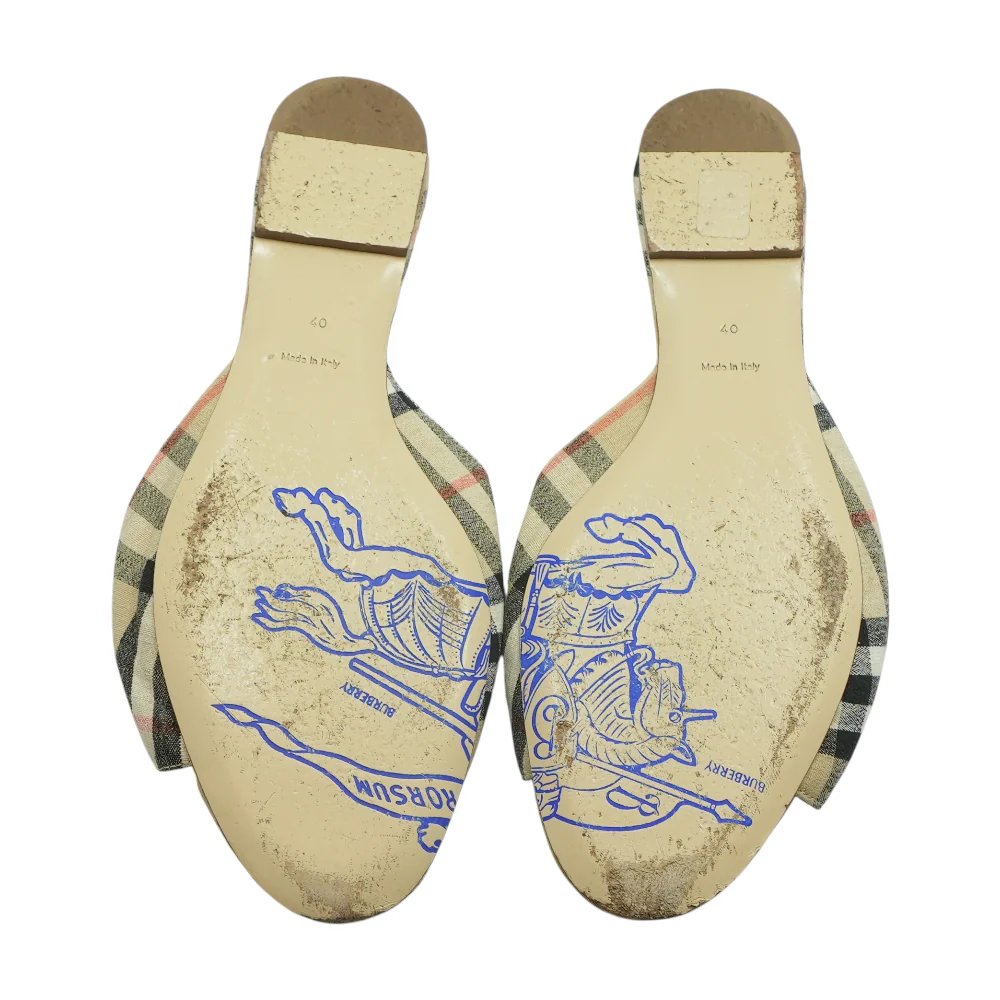 Beige Mews Check Slide Sandals - Image 3