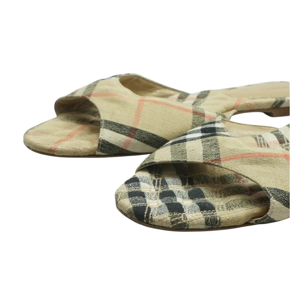 Beige Mews Check Slide Sandals - Image 4