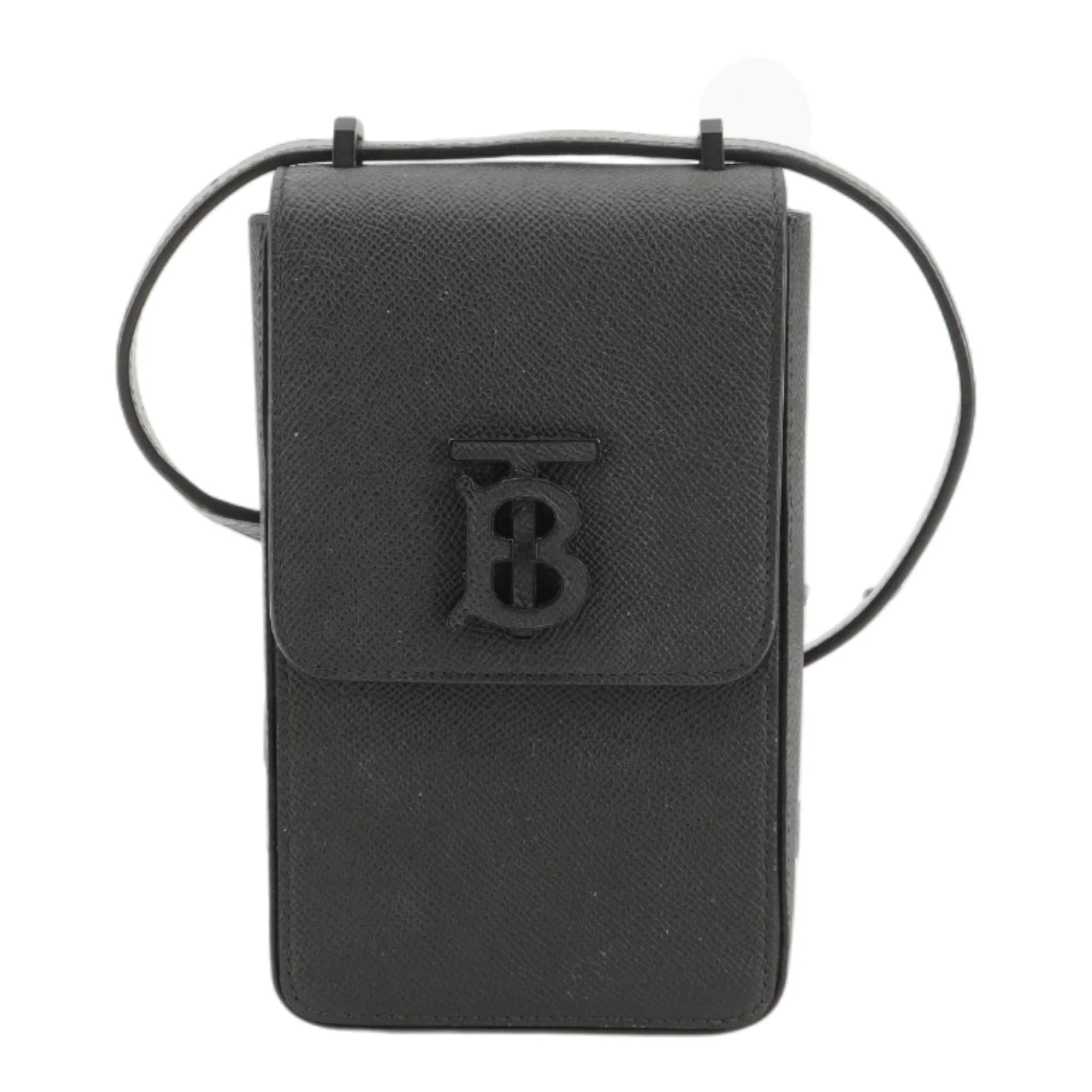 Black Full-Grain Leather Phone Pouch