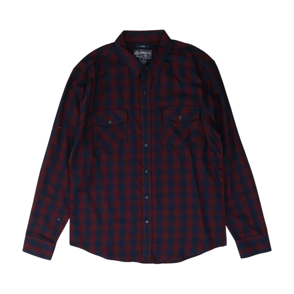 Burgundy Check Long Sleeve Button Down