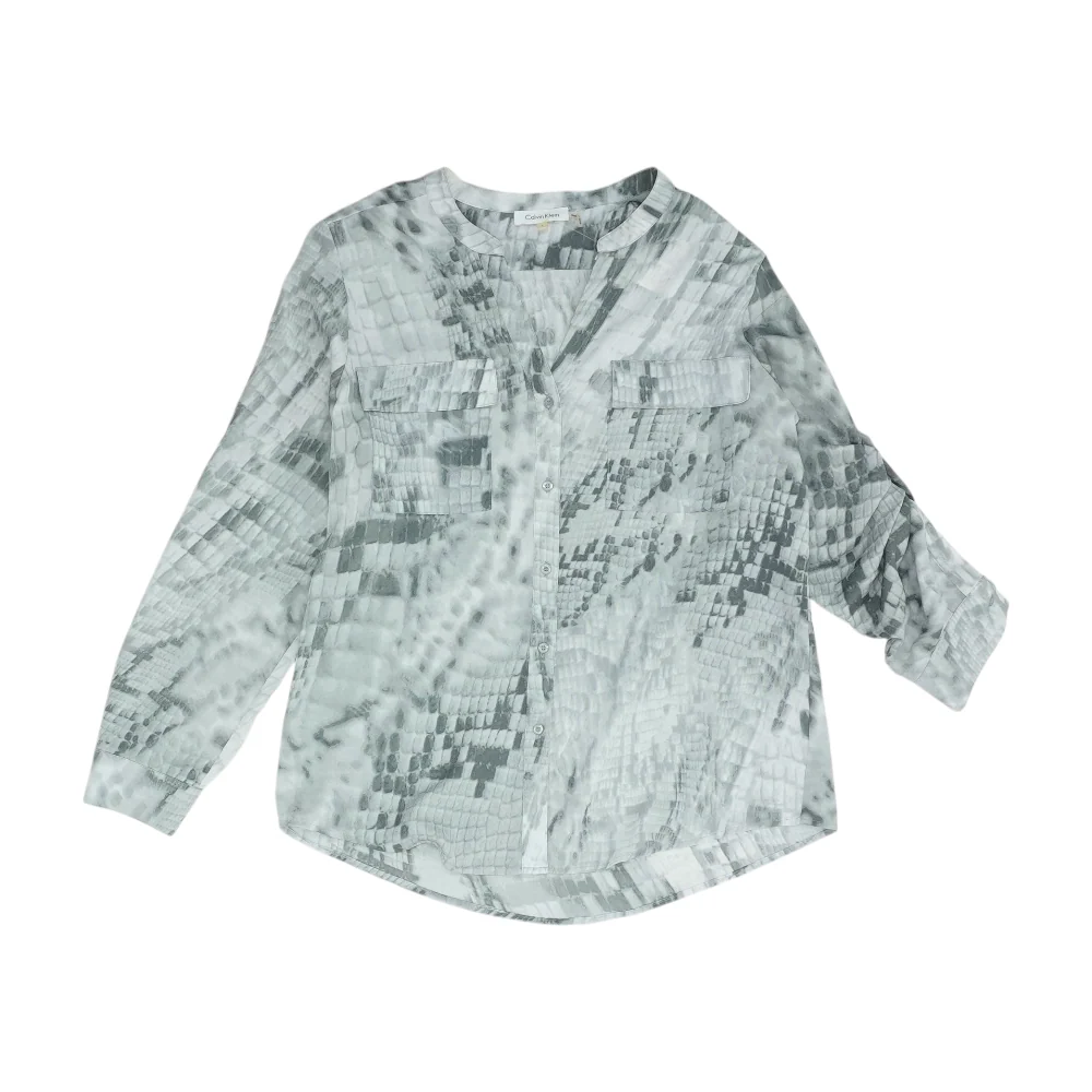 Gray Print Button Down