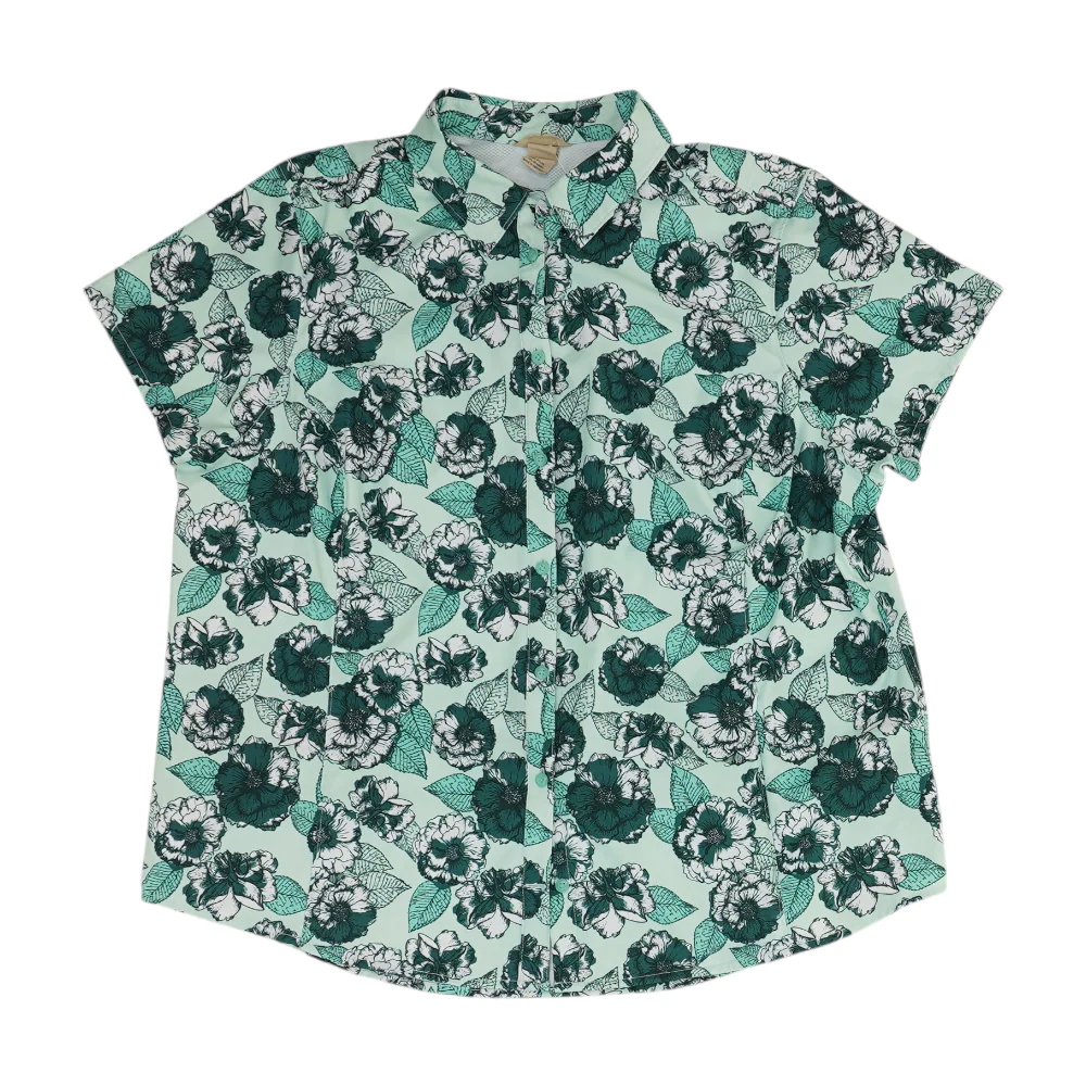 Green Plus Floral Button Down