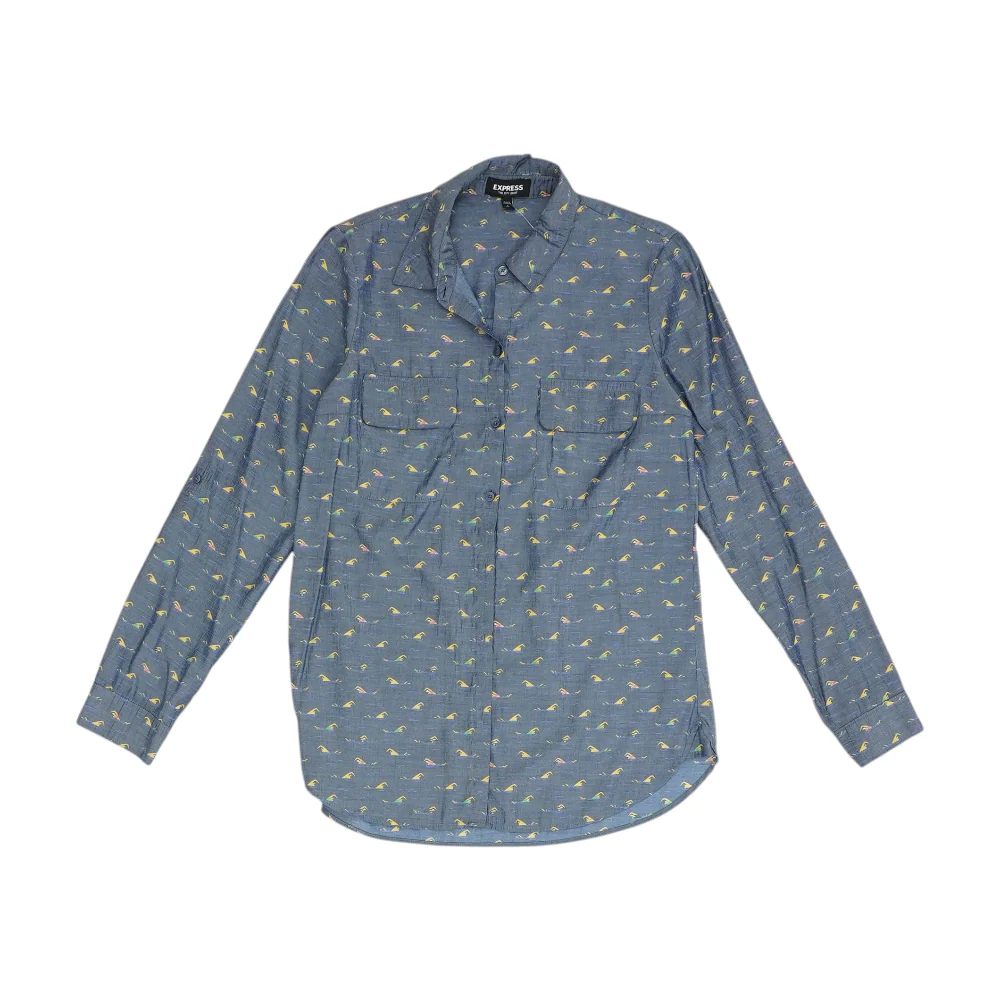 Navy Print Button Down