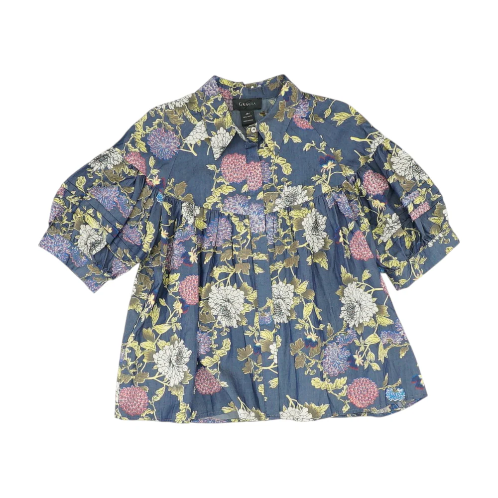 Blue Floral Button Down