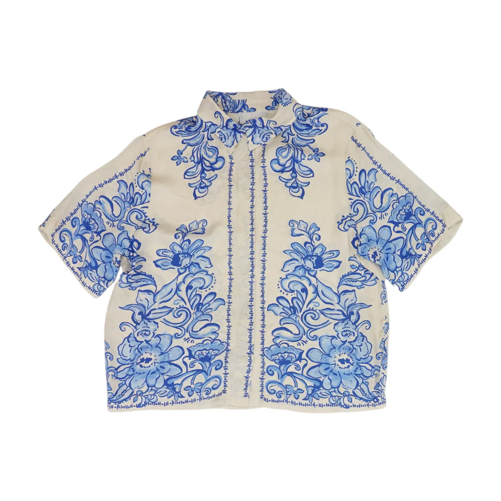 Beige Floral Button Down