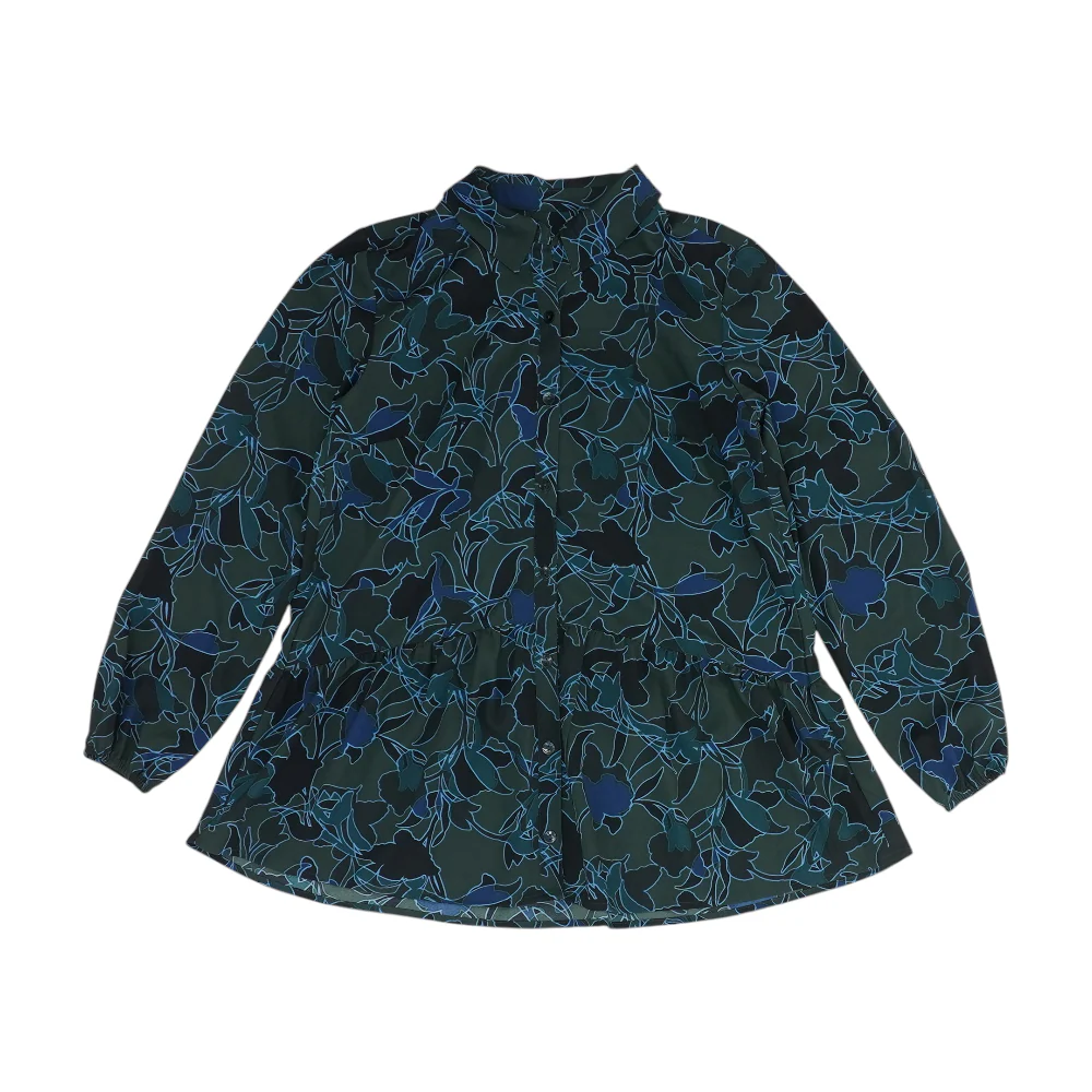 Green Abstract Button Down