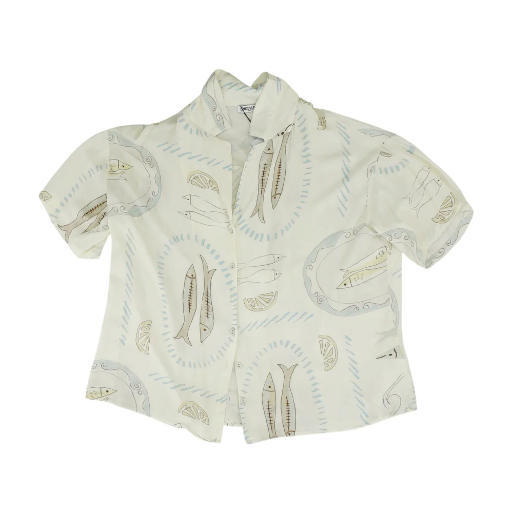 Cream Graphic Button Down