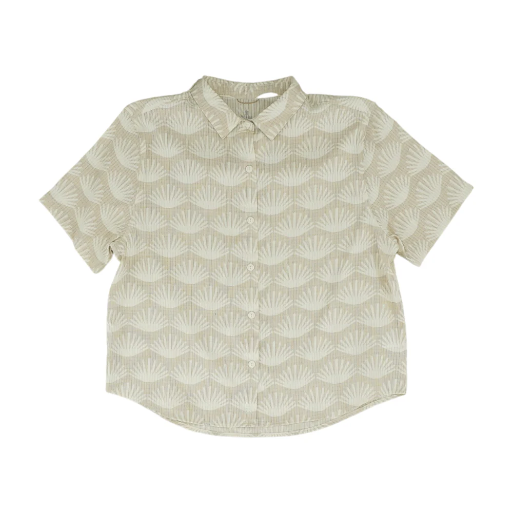 Beige Print Button Down
