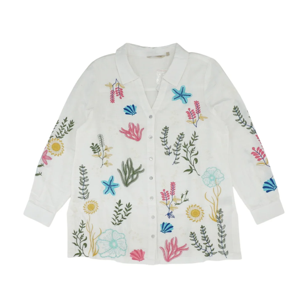 White Graphic Button Down