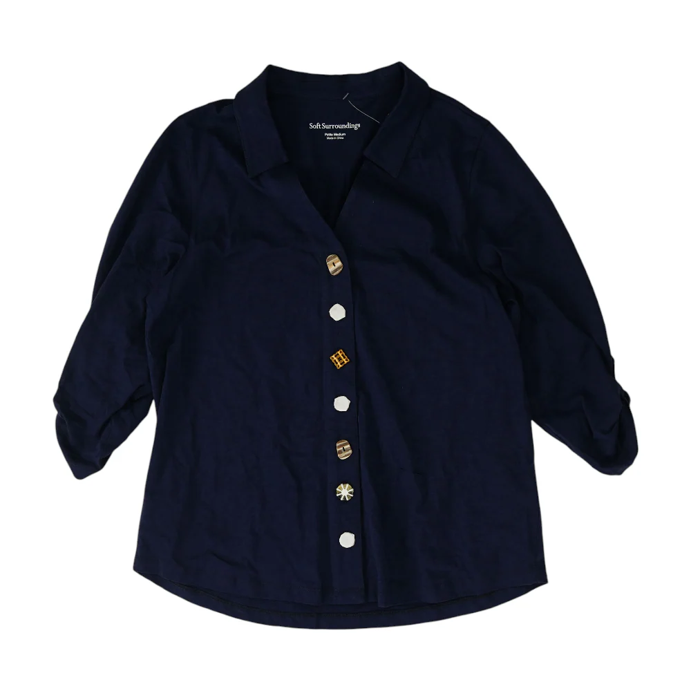 Navy Petite Button Down