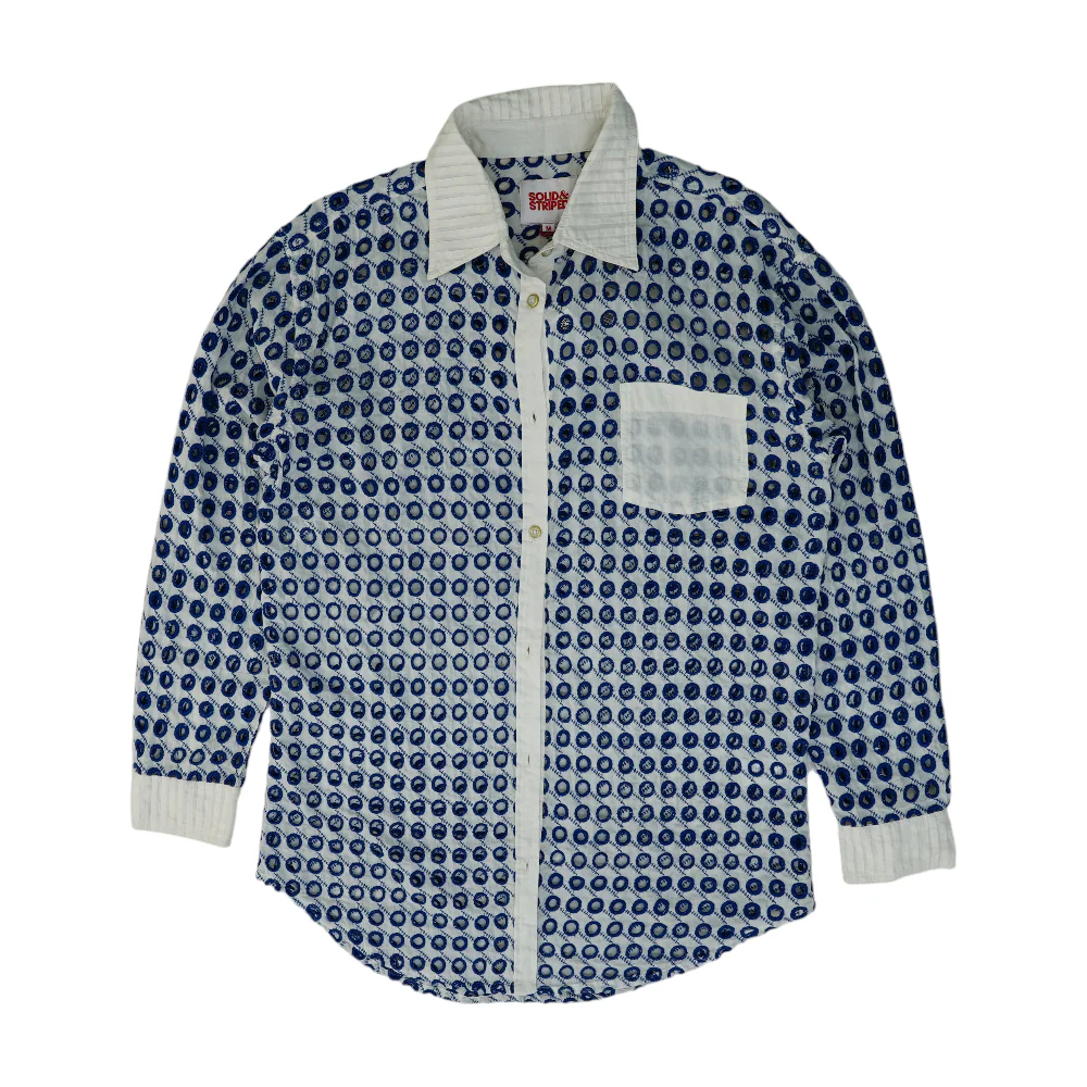 White Abstract Button Down